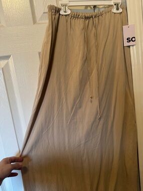 SO Tan Drawstring Maxi Skirt